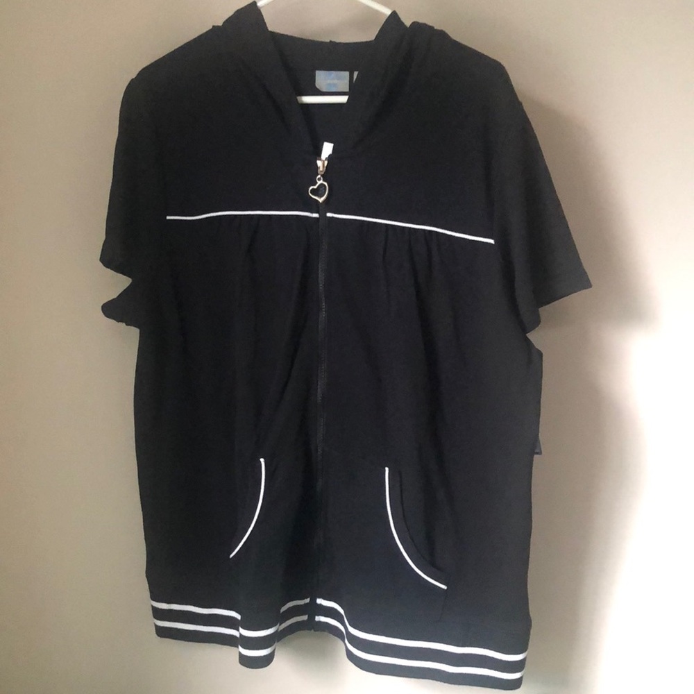 L.A. Blues Hoodie Short Sleeve Active 18/20 Black with White Stripes NWT 🖤🤍🖤 - Picture 1 of 7